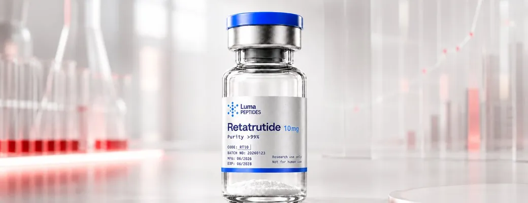 Vial de Retatrutide de Luma Peptides — estudios Fase 3 de Lilly